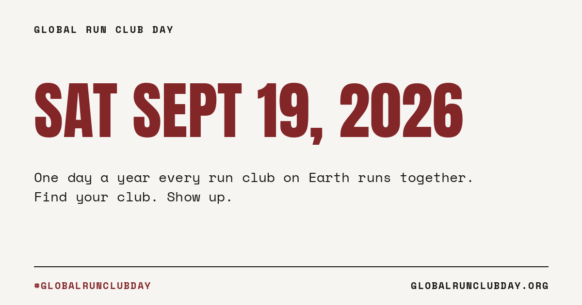 SAT SEPT 19, 2026 poster promoting Global Run Club Day