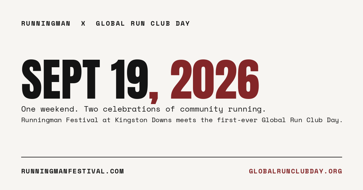 SEPT 19, 2026 banner announcing Runningman and Global Run Club Day